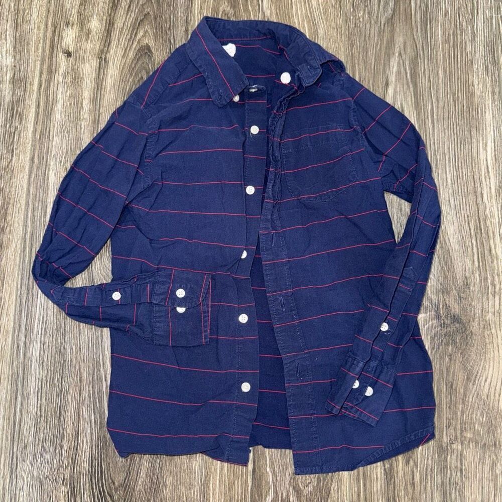 Crew Cuts Blue & maroon striped size 8 button up